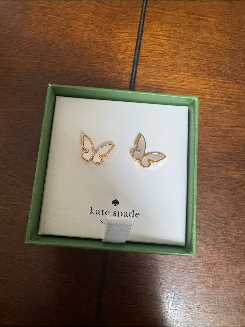 Kate Spade All A Flutter Butterfly Stud Earrings, Mother of Pearl, New in box